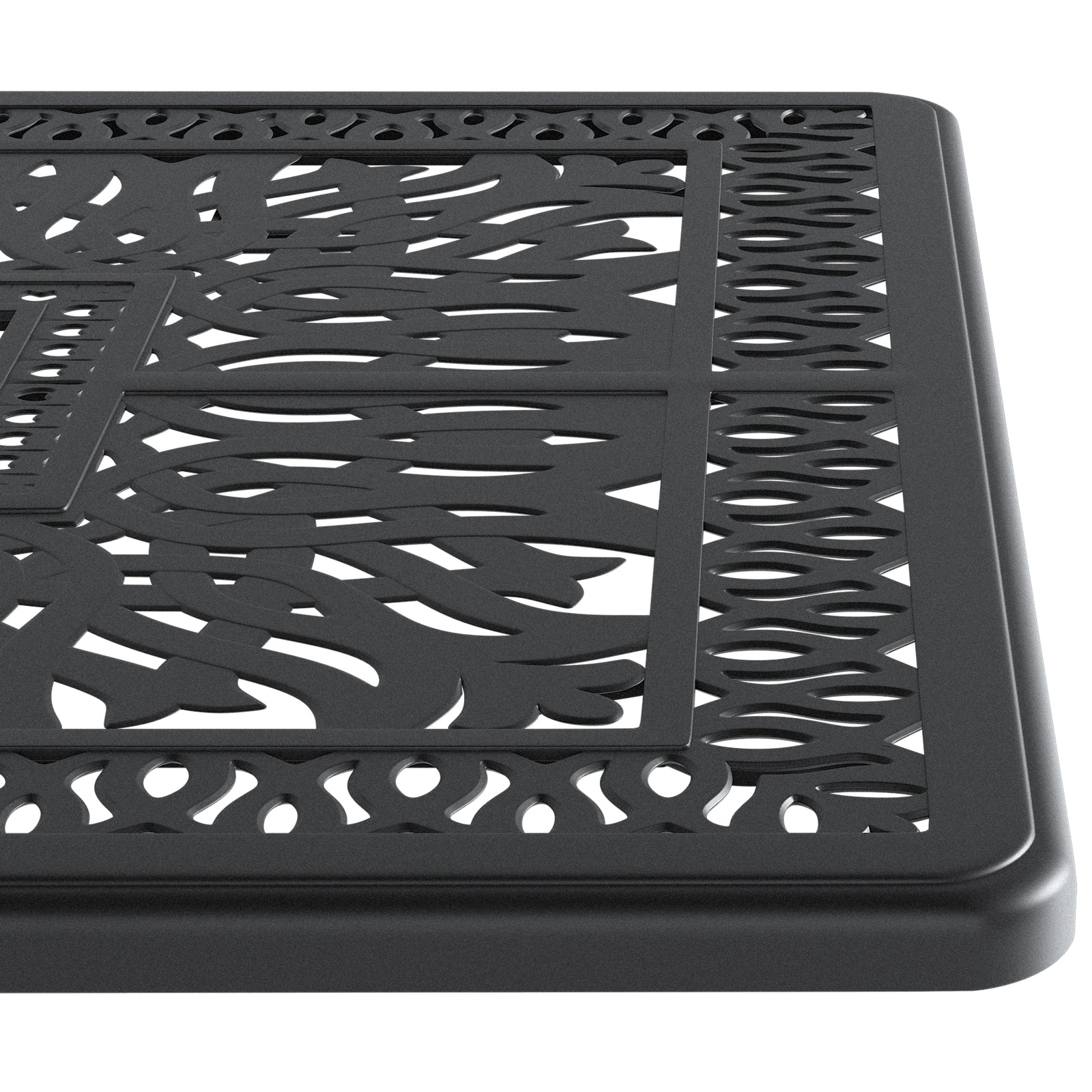 7-Piece Cast Aluminum Dining Set 58 Garden Table 2 Swivel Chairs + 2 Open Table Chairs -